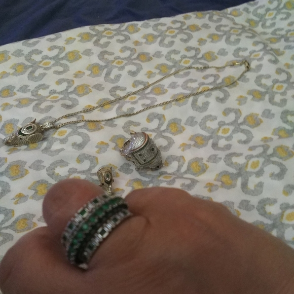 Set of good Luck elephant and all sterling silver shubby chic retro style, 8pcs. - Picture 4 of 6